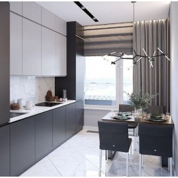 Bucatarie MDF alb/negru  lucios T-84