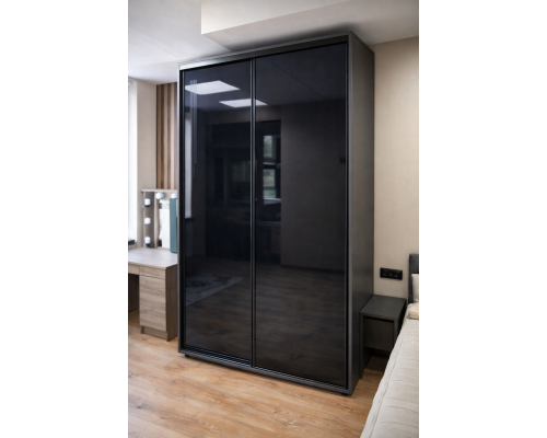 Шкаф-купе с чёрным стеклом и LED подсветкой T-89