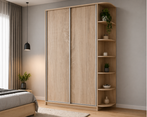 Dulap cupe 2 usi + rafturi laterale T-6