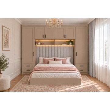 Set dormitor clasic cappuccino T-27 cu pat matrimonial Mobilier dormitor clasic T-27