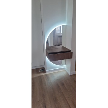 Consolă hol modernă cu oglindă semicirculară și iluminare LED T-53 Consolă hol modernă cu oglindă semicirculară și iluminare LED T-53
