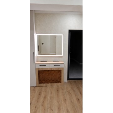 Mască de calorifer cu oglindă LED și sertare T-48 Ecrane decorative pentru radiatoare