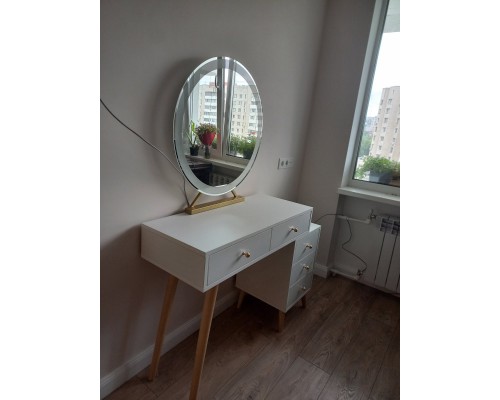 Туалетный стол белый с зеркалом и подсветкой  Velicia T-5