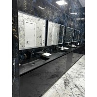 Mobilă baie comercială cu lavoar multiplu și oglinzi LED T-110