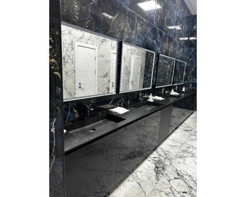 Mobilă baie comercială  cu lavoar multiplu și oglinzi LED T-110