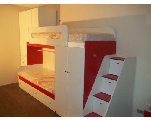 Pat cu 2 nivele pentru copii cu dulap T-23